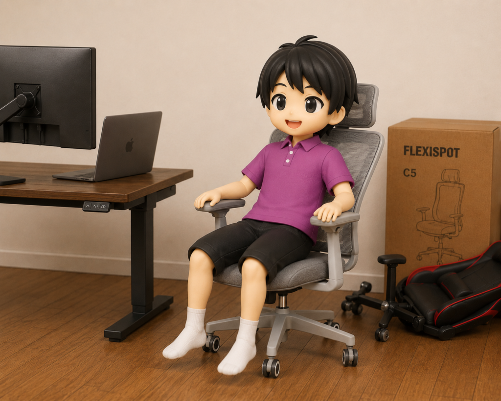 ChatGPTが生成したFlexispot C5に座る男性の画像